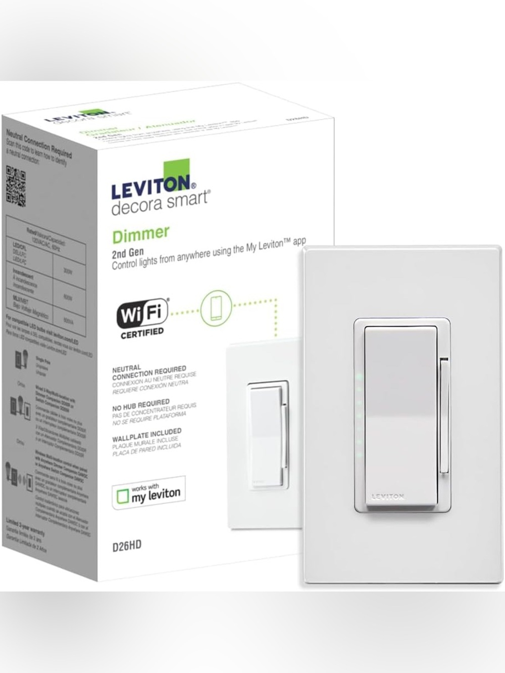 Leviton Decora Smart Dimmer Switch D26HD (White)